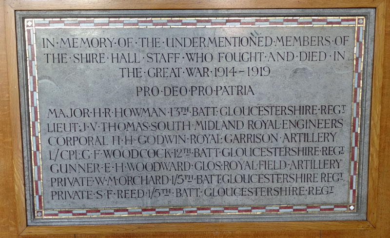 GCC Shire Hall Staff WW1 Memorial